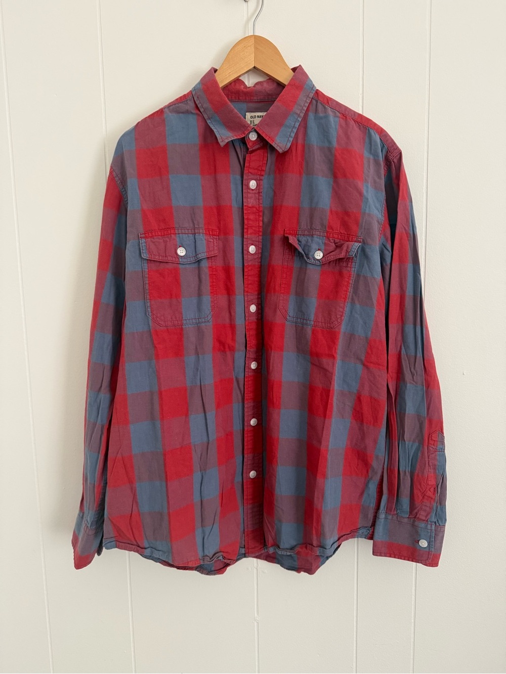 Old Navy Red and Blue Checked Button-Down Shirt
